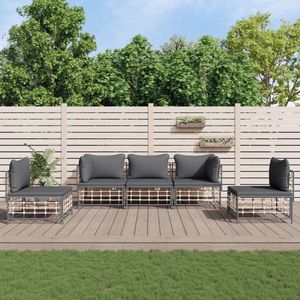 The Living Store Loungeset - Comfort - Tuinmeubelen - 72x72x66 cm - antraciet Loungeset - Tuinset - Tuinmeubels - Lounge Stoel - Buisstoel - Outdoor Furniture - Patio Set - Balkon Meubel