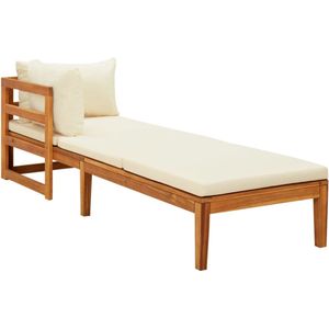 Sonnenliege mit 1 Armlehne Cremeweiß Massivholz Akazie - Holz-Sonnenliege - Gartenliege - Akaziengartenmöbel - Outdoor Liege - Relaxgartenmöbel - The