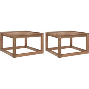 The Living Store Pallet Tuintafels - Set van 2 - Bruin - Geïmpregneerd Grenenhout - 60x60x36.5 cm - Montage vereist