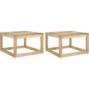 The Living Store Houten Pallet Tuintafel - Set van 2 - 60x60x36.5 cm - Grenenhout - Geïmpregneerd