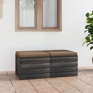The Living Store Pallet Hockers - 60x60x41.5 cm - Massief grenenhout - Taupe kussens