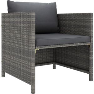 The Living Store Tuinbank Grijs - PE-rattan/Staal - 60x60x60 cm - Inclusief kussens - The Living Store
