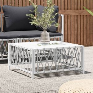 The Living Store Terrastafel - Trendy - Tuintafel - 70 x 70 x 34 cm - Geweven stof - Gepoedercoat staal