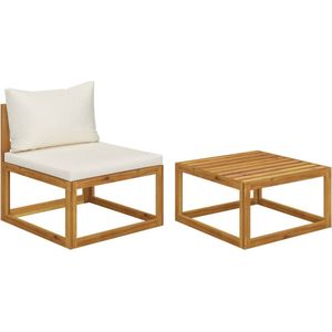 The Living Store 2-delige Loungeset met kussens massief acaciahout - Tuin Bank - Lounge Set - Acacia Meubels - Buitendecoratie - Tuinset