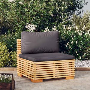 Garten-Mittelsofa mit Dunkelgrauen Kissen Massivholz Teak - Gartensofa - Holzsessel - Outdoor Möbel - Gartenlounge - Teak Gartenmöbel - The Living
