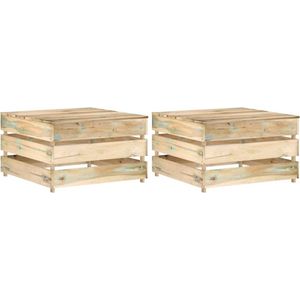 The Living Store Tuintafels 2 st pallet geïmpregneerd grenenhout - Tuinbank - Buitenbank - Palettafel - Grenenhout Bank - Roestvrijstalen Bank
