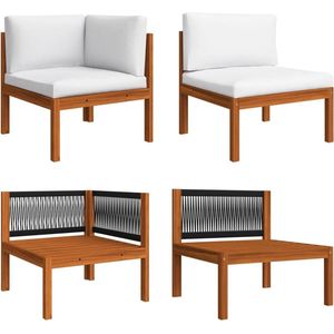 The Living Store Loungeset Acaciahout 2-delig - 65x65x60 cm - Touwdesign