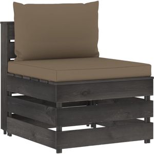 The Living Store Middenbank Tuinmeubel - 60 x 70 x 66 cm - Grenenhout - Taupe kussen
