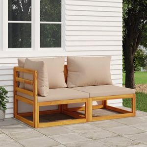 The Living Store 2-delige Loungeset met kussens massief acaciahout - Loungeset - Tuinset - Acacia Hout - Lounge Set - Buitenbank