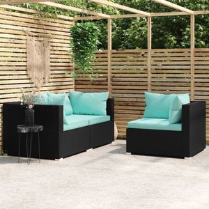 The Living Store Hoekbank - Rattan - Staal - Aqua kussen - 70x70x60.5cm