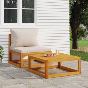 2-tlg. Garten-Sofa-Set mit Kissen Massivholz Akazie - Gartenmöbel - Loungemöbel - Holzsessel - Outdoor Möbel - Balkonmöbeln - The Living Store