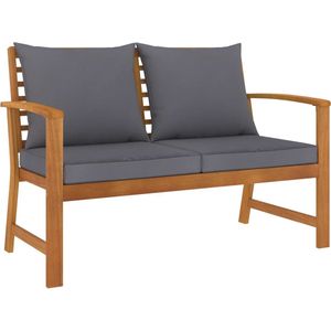 Gartenbank 120 cm mit Dunkelgrauen Kissen Massivholz Akazie - Holzbank - Gartenbank - Akazienholz - Outdoor Möbel - Balkonmöbeln - The Living Store
