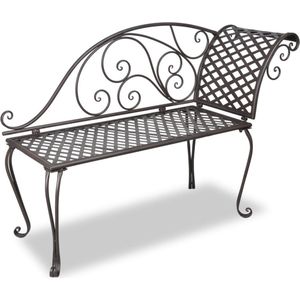 The Living Store Chaise longue 128 cm staal antiekbruin - Loungebank - Tuinset - Tuinstoel - Terrasbank - Metalen Meubilair