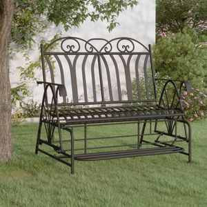 The Living Store Schommelbank 2-zits 114 cm staal zwart - Schommelstoel - Tuinset - Buitenschrijnwerk - Lounge Set - Relaxfauteuil