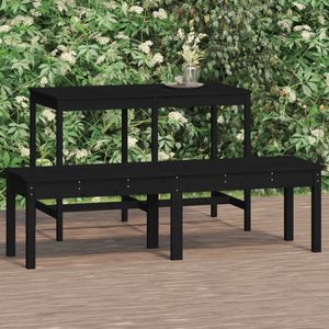 The Living Store Tuinbank 2-zits 159,5x44x45 cm massief grenenhout zwart - Tuinbank - Grenenhout - Zwarte Tuinbank - Buitentijdbank - Terrasbank