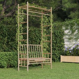 The Living Store Bamboe Pergola Tuinbank - 116 x 52 x 220 cm - Duurzaam - Stevig - Voor Klimplanten - Inclusief Montagehandleiding - The Living Store