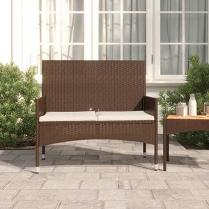 The Living Store Tuinbank 2-zits met kussens poly rattan bruin - Tuinbank - Poly Rattan - Buitentijnen - Lounge Set - Tuinset