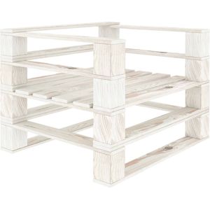 vidaXL Lounge Stoel - Tuinfauteuil - Tuinfauteuil pallet hout wit - Buitendecoratie - Pallethout Meubel - Houten Fauteuil