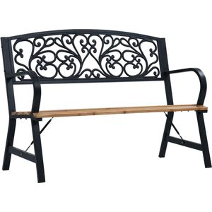 The Living Store Vintage Tuinbank - Houten Zitting - Gietijzeren Rugleuning - Stalen Frame - 120 x 56 x 87 cm