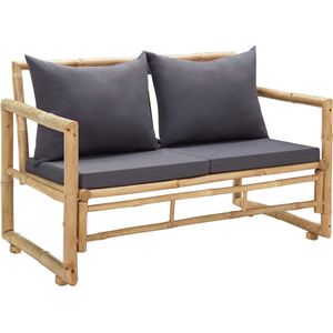 The Living Store Tuinbank met kussens 115 cm bamboe - Tuinbank - Bamboebank - Buitentijnbank - Lounge Bank - Relaxstoel