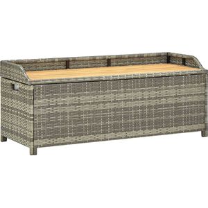 The Living Store Poly Rattan Opbergbank - Grijs - 120 x 50 x 50 cm - Duurzaam en Weerbestendig