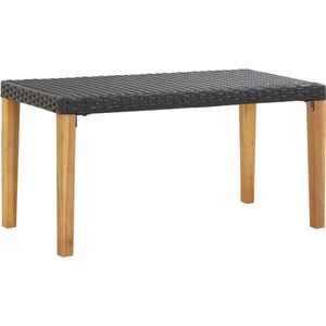 The Living Store Tuinbank 120 cm poly rattan en massief acaciahout zwart - Tuinbank - Buitenbank - Lounge Set - Relaxstoel - Zitgelegenheid
