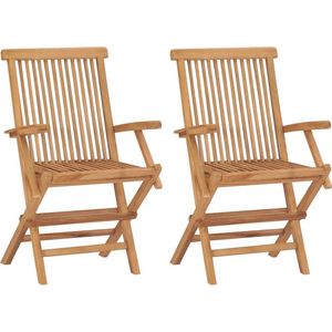 Gartenstühle 2 Stk. Klappbar Massivholz Teak - Gartensaal - Gartenstuhl - Teak Gartenstuhl - Klappbarer Stuhl - Outdoor Möbel - The Living Store