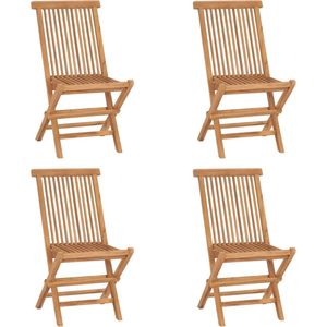 The Living Store Tuinstoelen 4 st inklapbaar massief teakhout - Tuinstoelen - Teak Hout - Buitendecor - Tuinset - Lounge Stoel