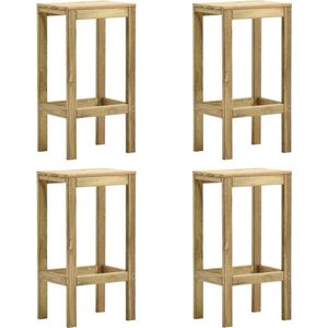 The Living Store Houten barkrukken - Set van 4 - Geïmpregneerd grenenhout - 40x36x75 cm - Unieke houtnerven