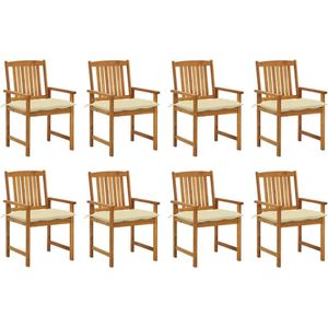 The Living Store Tuinstoelenset - Acaciahout - Olieafwerking - 8 stoelen met kussens - 61x57x92 cm