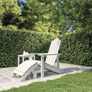 The Living Store Adirondack tuinstoel - HDPE - Wit - 73x83x92 cm - Onderhoudsarm - Lange levensduur Tuinstoel - Adriandeckstoel - Lounge Stoel - Buitensteel - Tuinset - Outdoor Furniture - Zomerstoel