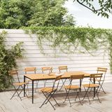 The Living Store inklapbare tuinstoelen - Massief acaciahout - Stalen frame - 40x39x79 cm - Set van 8