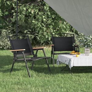 The Living Store Campingstoel - Zwart - 54x43x59 cm - Duurzaam materiaal - Stevig frame - Lichtgewicht en inklapbaar -