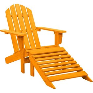 The Living Store Adirondack Stoel met Voetenbank - Oranje - Massief Vurenhout - 70 x 147.5 x 88.5 cm