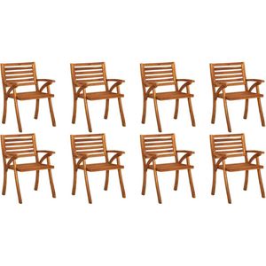 The Living Store Tuinstoelenset - Acaciahout - 59 x 59 x 87 cm - Set van 8 stoelen