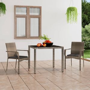 The Living Store Tuinstoelen 2 st met kussens poly rattan grijs - Tuinstoelen - Tuinset - Lounge Stoel - Buistuinmeubel - Outdoor Furniture