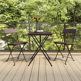 The Living Store Bistrostoel Brown - PE-Rattan and Coated Steel - 40x45x79 cm - Folding Design