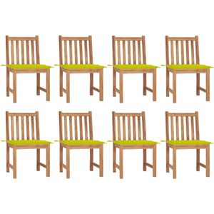 Gartenstühle 8 Stk. mit Kissen Massivholz Teak - Teakholzmöbel - Gartenstühle - Outdoormöbel - Esszimmerstühle - Balkonmöbel - The Living Store