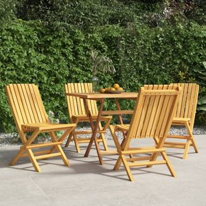 The Living Store Tuinstoelen 4 st inklapbaar 47x47x89 cm massief teakhout - Tuinstoel - Teak Hout - Klapstoel - Buitendecor - Terrasdecor