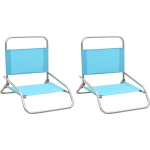 The Living Store Inklapbare Campingstoelenset - Strandstoel 51x61x58 cm - Turquoise