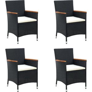 The Living Store Tuinstoelen 4 st poly rattan zwart - Tuinstoelen - Lounge Stoelen - Buitentoogn - Outdoor Furniture - Resin Wicker Chairs