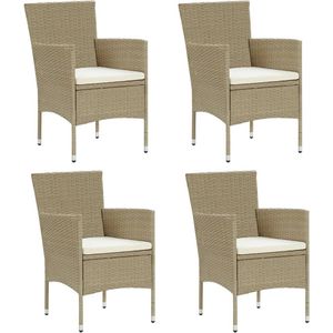 The Living Store Tuinstoelen 4 st poly rattan beige - Tuinstoelen - Poly Rattan Stoelen - Lounge Stoelen - Buitensteun - Eetkamerstoelen