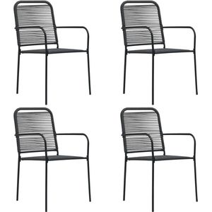 The Living Store Buitenstoelen Set - katoenen touw - zwart - 56x53.5x85.5 cm