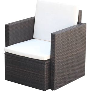 The Living Store Rattan Fauteuil - Bruin - 65 x 65 x 73 cm - Metalen frame + PE rattan