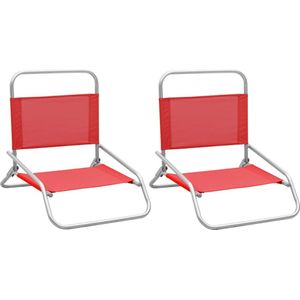 The Living Store Inklapbare strandstoelenset - 51 x 61 x 58 cm - Rood oxford stof met PE-coating en staal