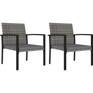 The Living Store Tuinstoelenset - PE-rattan - 53x58.5x83 cm - Grijs