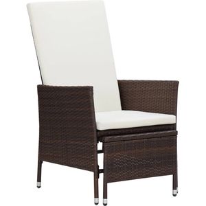 The Living Store Armstoel PE-rattan - 62 x 131 x 106 cm - Bruin - CrÃ¨mewit Tuinstoel - Lounge Stoel - Loungestoel - Buitenshuis Meubilair - Outdoor Furniture - Ratten Stoel - Kunststof Stoel