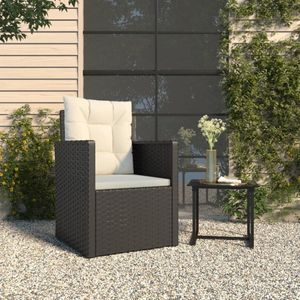 The Living Store Terrasstoel PE-rattan - 53 x 57 x 75 cm - zwart - crÃ¨mewit kussen Terrasstoel - Tuinset - Buitensteun - Lounge Stoel - Garden Furniture - Comfortabele Stoel - Zwarte Stoel - Wit Kussen