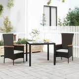 The Living Store Tuinstoel Acacia - PE-rattan - Staal - 60x58x108 cm - Zwart - Crèmewit