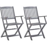 The Living Store Klapstoelen - Acaciahout - Greywash - 54 x 57 x 91 cm - Levering bevat 2 stoelen
